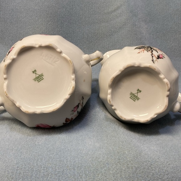 PinkRose Mitterteich Bavaria Germany Creamer and Lidded Sugar Bowl set - Picture 11 of 15